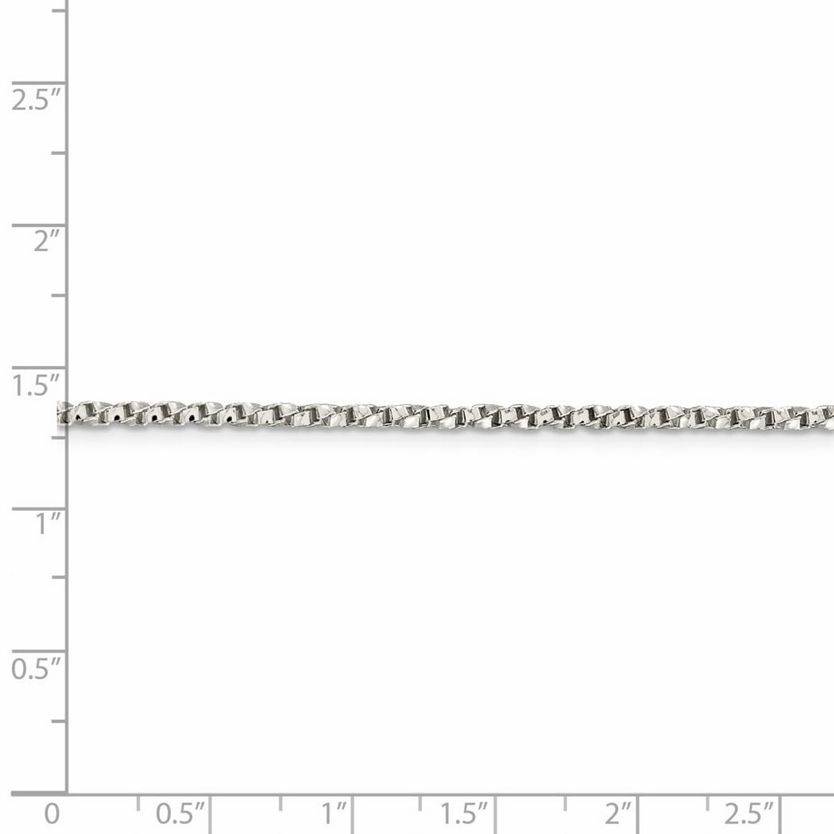 925 Sterling Silver Polished 2.25mm Twisted Box Chain Necklace 24 Inch Lobster Claw - Chain Necklace for Women 3
