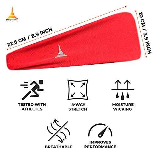 French Fitness Revolution - Stretchy Sports Headband for Men & Women - Guys Sweatband for Running, Cycling, Basketball, Yoga, Fitness - Moisture Wicking Workout Hairband - Made in Europe 5
