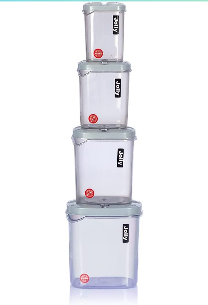 500 ml, 1000 ml, 1500 ml, 2000 ml Plastic Grocery Container Pack of (8) 3