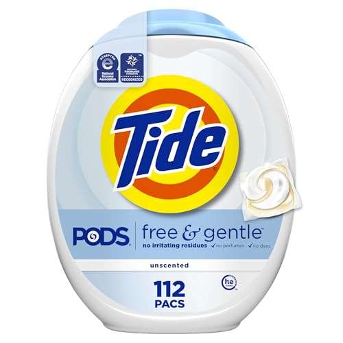 Tide PODS Free & Gentle Laundry Detergent Soap Pacs, 112 Count, Tide PODS Laundry Detergent 1