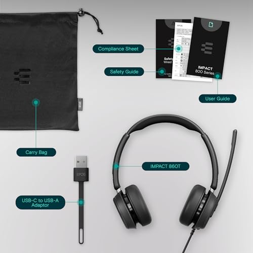 EPOS Impact 860T Double-Sided Wired USB C and USB A Headset with Noise-Canceling Mic, Microsoft Teams Certified, Super Wideband Audio, Comfortable Fit, Ideal for Business & Home Office Professionals 5