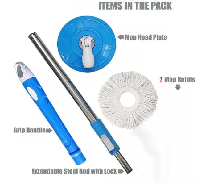 Spin Mop Extendable Handle/Stick Rod Only, Blue 4