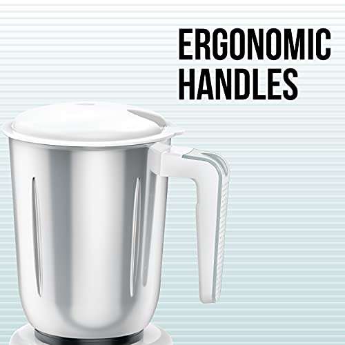 Havells Maxx Grind NV 500 Watt Mixer Grinder with 3 Stainless Steel Jar, SS-304 Grade Blades & 5 year motor warranty (White) 5