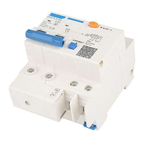 Residual Current Circuit Breaker, DZ47LE-63 2P + N C63 RCCB Air Switch with Short Circuit Protection, Electrical Leakage, Overload, for 230V Circuit 63A 30mA ZozCgkdz 5