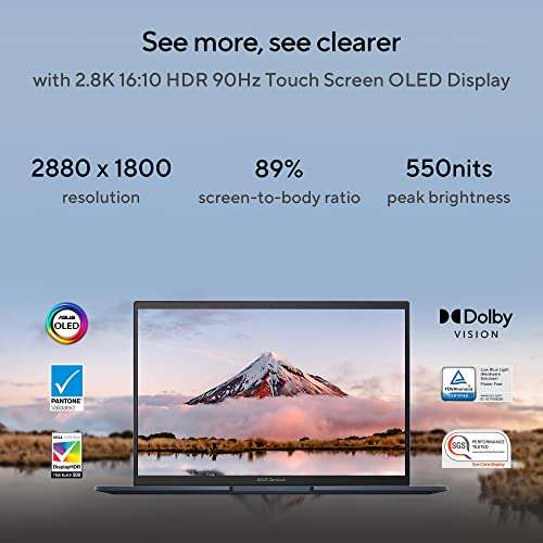 ASUS Zenbook S 13 (2022), 13.3" (33.78 cm) 2.8K OLED 16:10 Touch, AMD Ryzen 7 6800U, Integrated Graphics, Thin and Light Laptop (16GB/1TB SSD/Windows 11/Office 2021/Blue/1.10 kg), UM5302TA-LX701WS 4