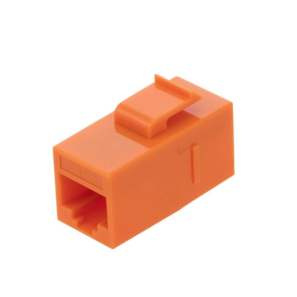 NavePoint CAT6 UTP Inline Keystone Coupler, RJ45 Female to RJ45 Female, Snap-in, 15 Pack, Orange 6