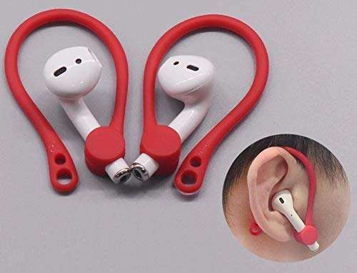 MXVOLT Earhooks Compatible with AirPods 2 AirPods 1 Anti-Lost Secure Earhook Holder Ear Attachment Loops Earbud Sports Earhook Hooks Pack of Two (Red and Gray) 2