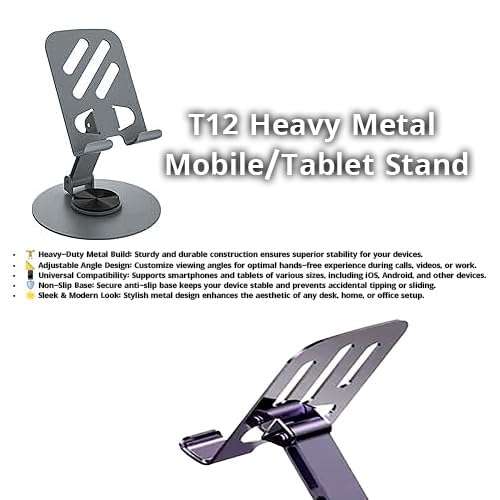 T12 Heavy Metal Mobile Stand for Desk | Adjustable Tablet & Phone Holder with Anti-Slip Base | Universal Mobile Stand for Study, Video Calls & Office Use 5