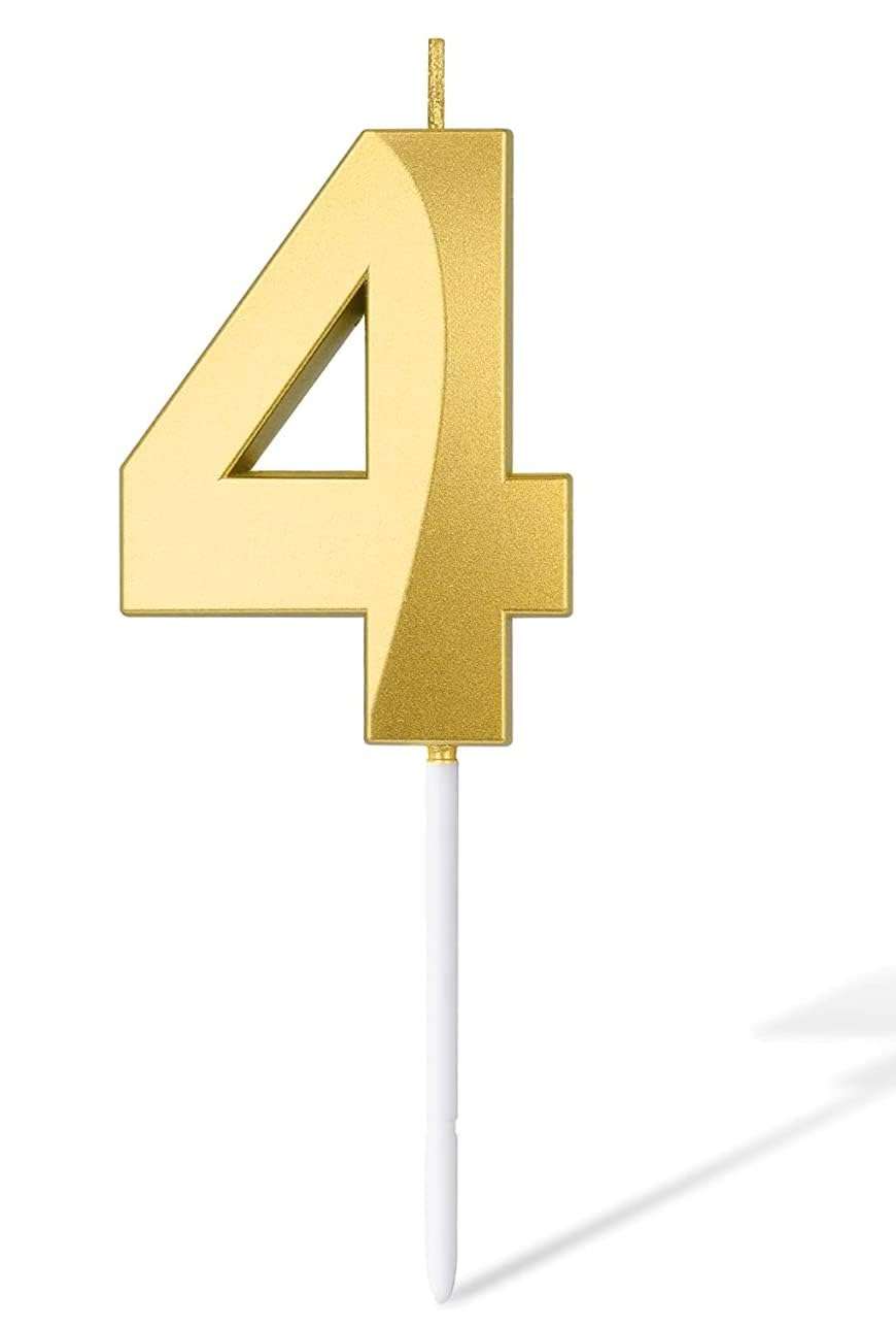 Sidhav Metallic Birthday Number 4 Candle for A Stylish Celebration Shiny Celebration Illuminate The Moment Glamorous and Memorable Celebration 3