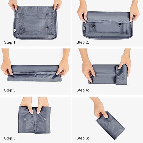 AVENUX 7pcs Set Travel Organizer Packing Cubes Lightweight Travel Luggage Organizers with Laundry Bag or Toiletry Bag Laundry Organiser (Grey, 7 PCS) 6