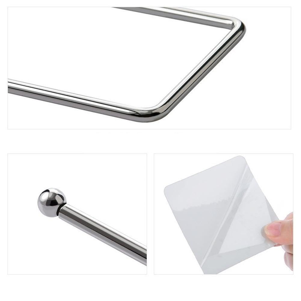 Kymio Stainless Steel Wall-Mounted Napkin Holder with Swing Arm – Multi-Bar Kitchen Towel Rack for Dishcloths, Hand Towels & Rags – Space-Saving Organizer with Adhesive Backing – Modern Brushed Finish 3