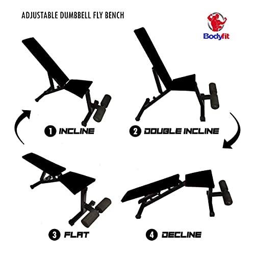 BODYFIT Home Gym Set Combo Kit, (20Kg-100Kg) Weight Plates,3 Ft Curl +5 Ft Straight Rod,Dumbbell Rods Pair, Adjustable Multi-Level Gym Bench, Fitness Bench, Gym Kit Accessories (70 Kg Set) 2