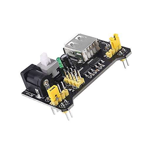 ALAMSCN 3.3V 5V MB102 Solderless Breadboard Power Supply Module with 9V Battery Clip Power Cable 2.1x 5.5mm Male DC Jack Plug for Arduino (Pack of 3) 6