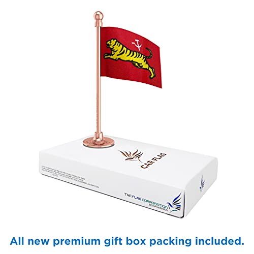 The Flag Corporation All India Forward Bloc (AIFB) Car Dashboard Flag 2in x 3in With A Plastic Sublime Gold Base 5