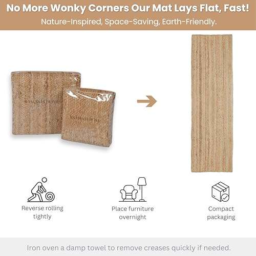 Ramanta Home Hand Woven Jute Braided Rug 2'x6' - Natural, Boho Reversible Floor Carpet for Living Room, Farmhouse Accent Rugs for Kitchen, Bedroom, Nursery, Kids Room, Patio - 24X72 Inch 4