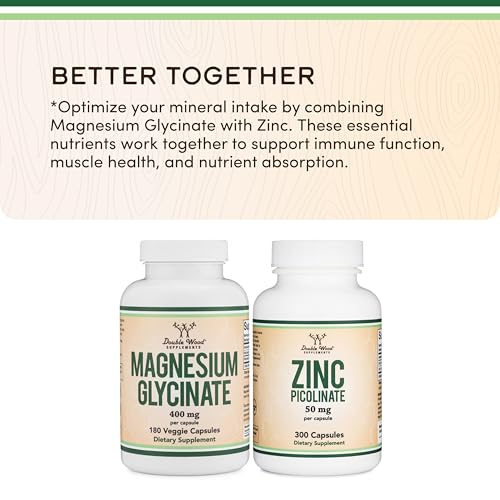 Double Wood Supplements Magnesium Glycinate 400mg | 180 Capsules | Sleep, Muscle, & Heart Support | Vegan, Third Party Tested, Gluten Free, Non-GMO 6