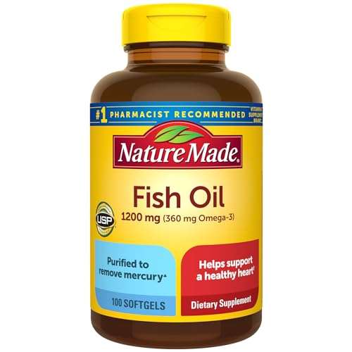Nature Made Fish Oil Omega 3 Supplements, 1200mg Softgels, Omega 3 Fish Oil for Healthy Heart Support, 100 Softgels, 50 Day Supply 1