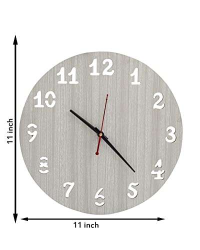 Mishrit 12 Inches Round Wooden Wall Clock Battery Operated,Wood Pointer & No Glass Cover ( by Mishrit ) Clock 174 5