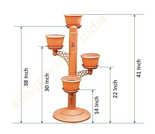 Bagathon India Plastic Innovative Flower Plant Organizer Stand For Home Vertical Gardening - 4 Planter-Pots , Multi Color , 38 Inch 6