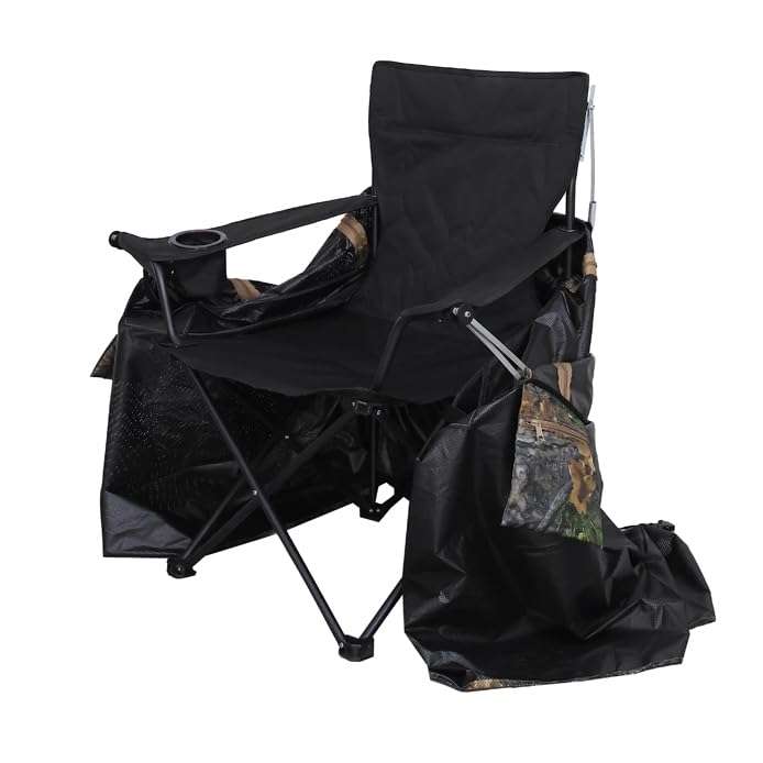 AUSCAMOTEK See-Through Hunting Ground Blind with Built-in Chair for Deer Hunting - 1 Person Pop-Up Camouflage Tent 3