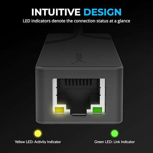 SABRENT USB-C to 5G Ethernet Adapter – 5GbE Optimized, USB 3.1 Gen 1+ Required, Clear Compatibility, Aluminum Body, Plug-and-Play for Data-Capable USB-C Devices (NT-C5GA) 3