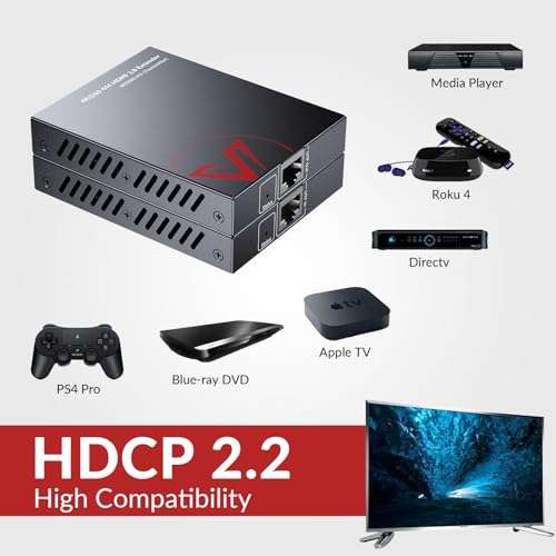 AV Access 4K HDMI Extender Over Cat5e/6/6a/7 4K@60Hz up to 115ft, 1080P up to 164ft, HDR10+, HDMI 2.0 YUV4:4:4, HDCP 2.2, 18Gbps, Plug & Play, IR Return & PoE, Smart EDID Balun (4KEX60-H2) 3