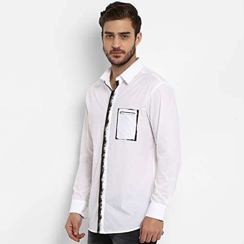 Mufti Men's Solid Slim fit Casual Shirt (MFS-9984-H_White 2XL) 4