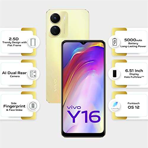 Vivo Y16 (Drizzling Gold, 4GB RAM, 128GB Storage) without offers 2
