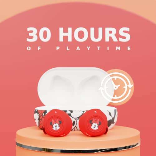 Disney Minnie Mouse Bluetooth Earbuds with Charging Case- Bluetooth Wireless Headset with Built-in Mic and 30 Hours of Playtime- Minnie Mouse Gifts for Women, Men and All Fans of Disney Gifts 4