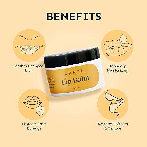 Arata Zero Chemicals Natural Lip balm for dry, chapped lips with Intense Moisturizing || Power of Cardamom oil || Cocoa and Mango butter (10 gm, Pack of 2) 2