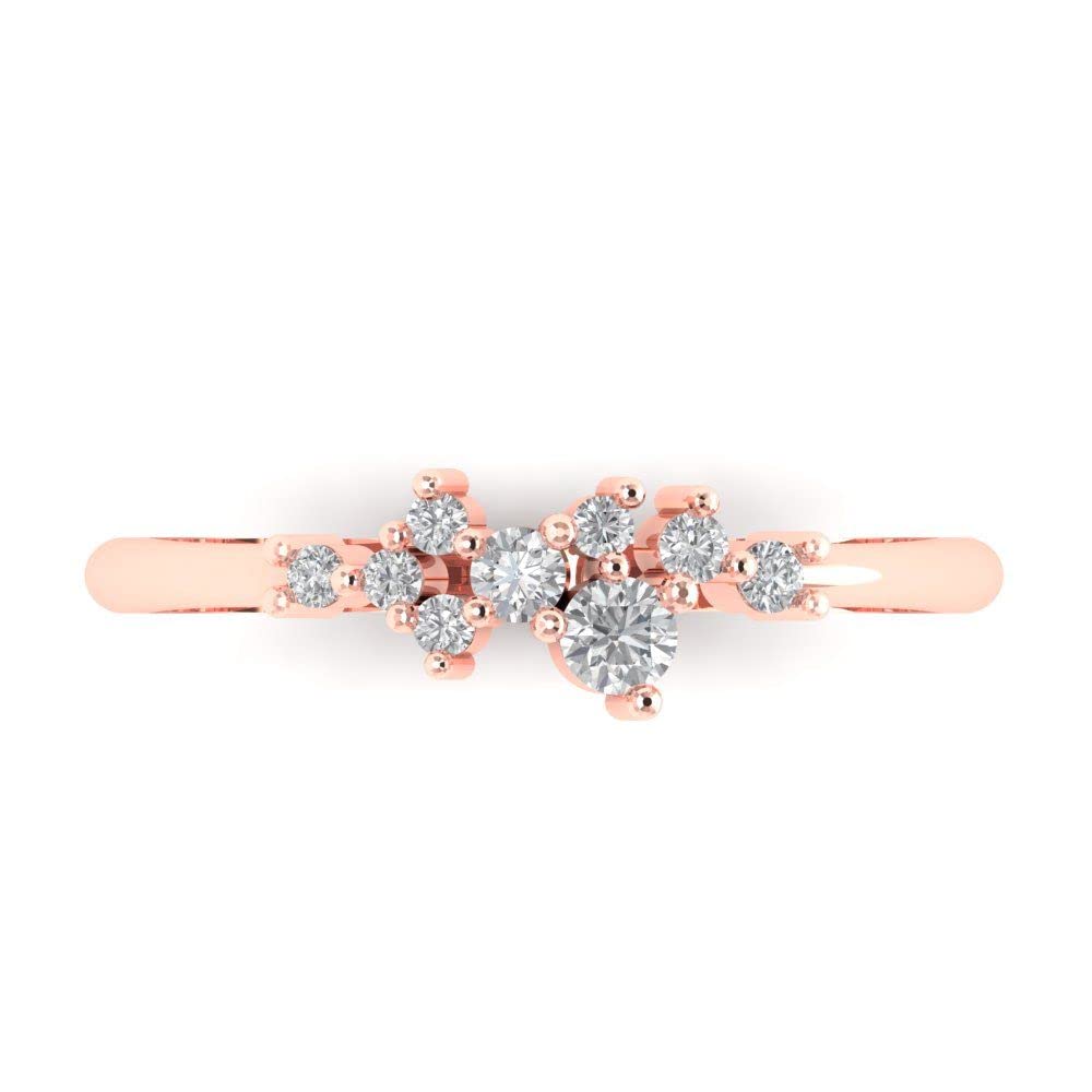 Clara Pucci 0.17Ct Round Cut Synthetic Moissanite 18K Rose Gold Engagement Wedding Stackable Band SZ 3.5 1
