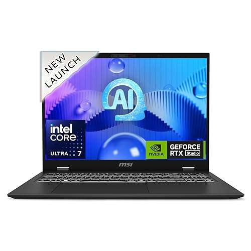 MSI Prestige 16 AI Studio, Intel Core Ultra 7 155H,Build-in AI, 40CM QHD+ Thin and Light Laptop(32GB/1TB NVMe SSD/Windows 11 Home/NVIDIA GeForce RTX 4050, GDDR6 6GB/Stellar Grey/1.9Kg), B1VEG-071IN 1