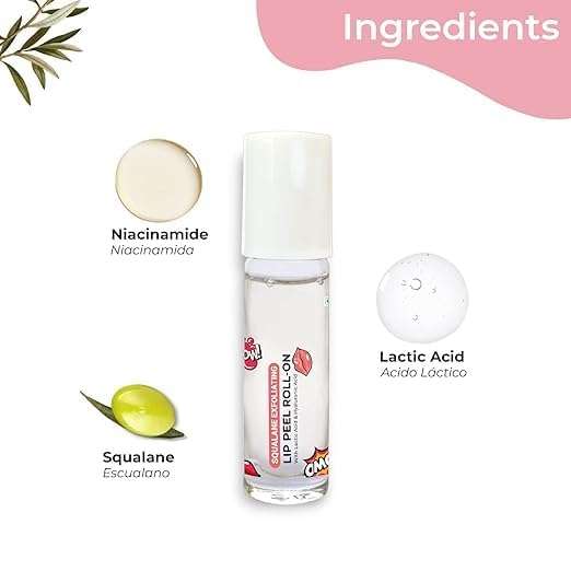 Spanish Squalane Lip Peel Roll-on with lactic acid & acid |Squalane exfoliating lip peel for soft & glossy lips | Hydrating dry & flaky lips |Women & Men's | 6 ml (Transparent) 5