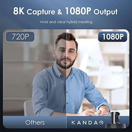 KanDao Meeting 360 Video Conference Camera, 8K Captured 1080P 360 Degree Meeting Room Camera, 8*Mics, 20W Speaker, 4-in-one USB Conference Webcam, Smart Tracking Zooming, Wide-Angle, Plug & Play 5