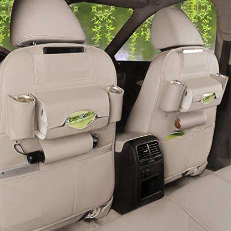 Oshotto Car Backseat Storage Organizer Phone Holder,Multi-Pocket for Bottles, Tissue Boxes,Kids Toy Storage and Great Travel Accessory Compatible with Tata Indigo (Beige) 6