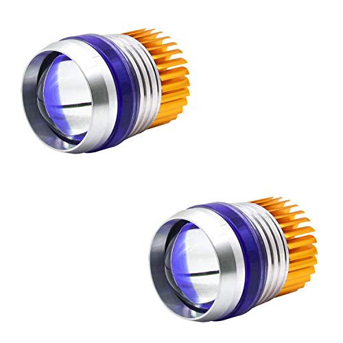 Allextreme EXU2PLB2 U2 Projector Lamp High Intensity Led Headlight Stylish Dual Ring Cob Led Inside Double Angel's Eye Ring Lens Projector (Blue, Pack of 2)