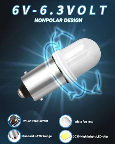 Keiurot GE44 Bulb 47 755 756 1893 1895 1847 Bulb BA9S DC AC 6.3V 6V Bayonet Led Bulb Nonpolarity for Pinball Led Bulbs Pinball Machine Light Bulb Lamp Red Pack of 15 5