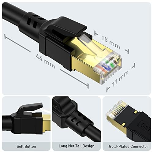 BUSOHE Cat 8 Ethernet Cable 35FT, High Speed 40Gbps 2000Mhz Cat8 Cable with Gold Plated RJ45 Connector, Heavy Duty LAN Network Internet Cable S/FTP 6
