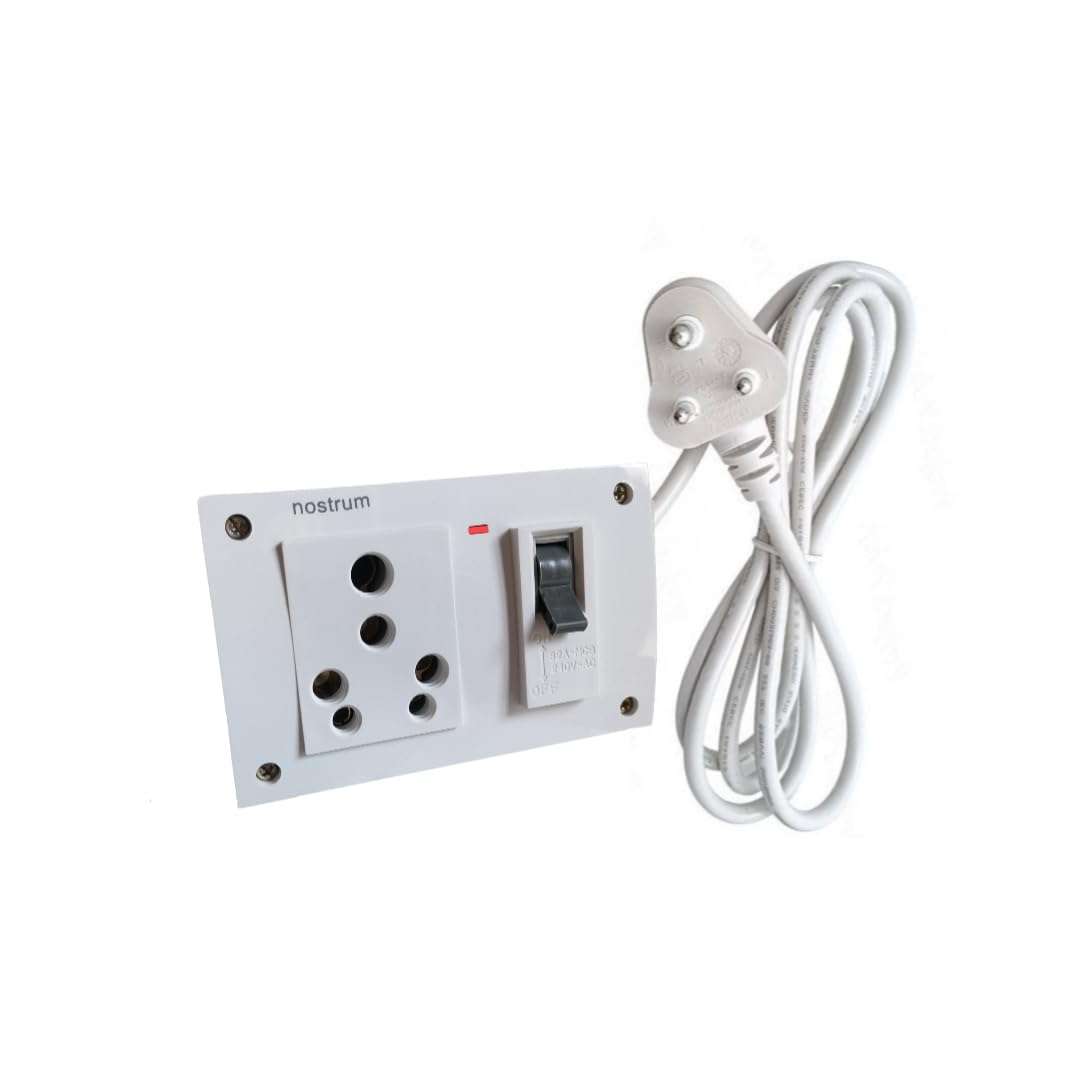 Power Extension Board with Copper Wire, 6A/16A Socket, Built-in 32A MCB/Indicator Light | Extension Box for Vaccume Cleaner, Air Purifier & Multiple Home Appliances (16A Big Plug, 3 metre Wire) 3