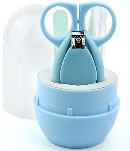 MASTELA� 4-in-1 Grooming Kit/Manicure Kit for Babies/Infants/Toddler with Scissors, Nail Clipper, Filer, Tweezer (Baby Care Kit Egg_Blue, Pack of 1) 4