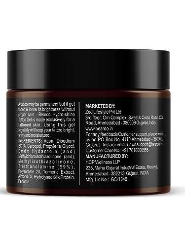 Beardo Tattoo Shiner Gel, 50g | Hydro Gel Heals & Maintains Tattoo Ink | Tattoo Gel for Men with Almond Oil & Turmeric Extract | Brightens & Shines Tatoo for Men 6