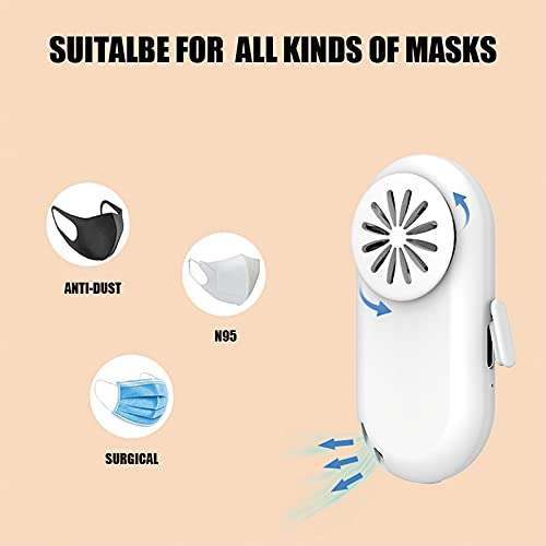 Rechargeable Face Mask Fan, Clip Air Purifier Fan for Mask USB Mini Fan Personal Air Cooling Fan for Face Mask 3 Speed Lightweight and Non-sense to Wear. (Black) 5