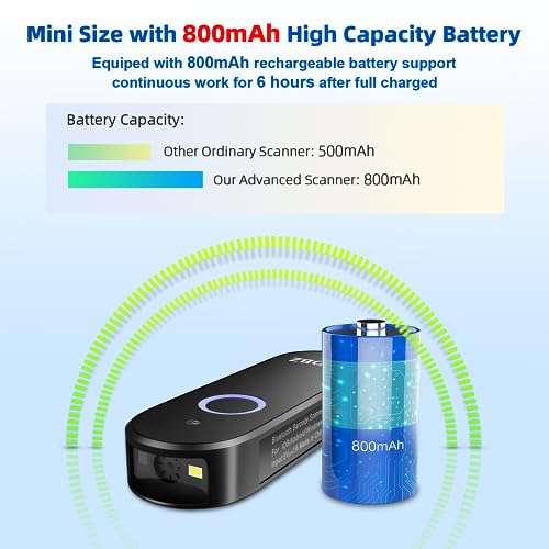 Mini 2D Bluetooth Barcode Scanner 2.4G Wireless Barcode Scanner, 3-in-1 Portable 1D 2D QR Code Scanner Work with iOS Android iPhone iPad Tablet Windows PC POS for Store Warehouse Inventory Library 6