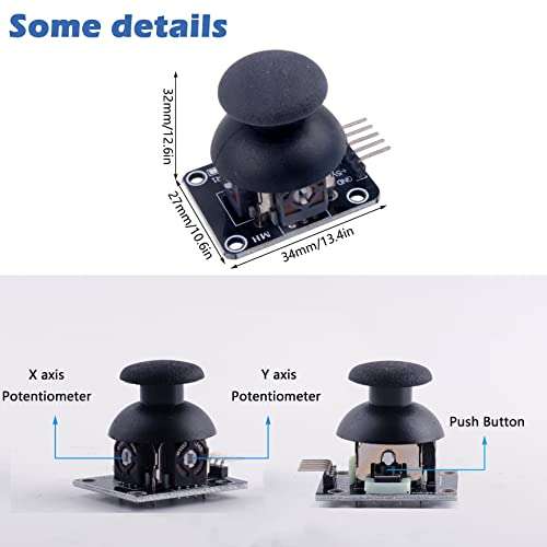 Wishiot Thumb Joystick Module Dual Axis Sensor Game Controller Sensor Joystick Breakout Module Compatible with Arduino PS2 Raspberry Pi (10) 3