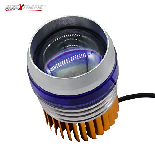 Allextreme EXU2PLB2 U2 Projector Lamp High Intensity Led Headlight Stylish Dual Ring Cob Led Inside Double Angel's Eye Ring Lens Projector (Blue, Pack of 2) 3