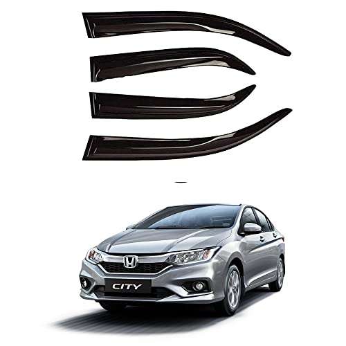 Oshotto Car Rain Wind Door Visor Side Window Deflector Compatible with Honda Honda City T-3/ ZX (Set of 4), Black 1