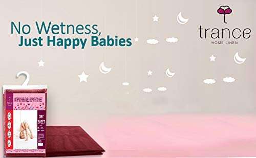 Trance Water Proof Bed Dry Sheets for Kids | Baby Bed Protectors | Mattress Protectors for New Born Children | Bedsheet Cover Mats for Wet (90x182 cm, Single, Maroon) 5