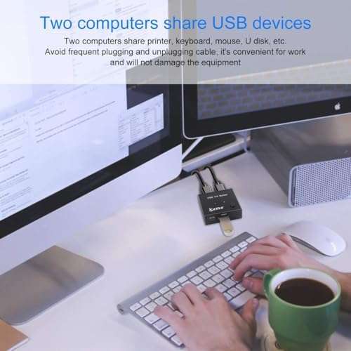 USB 3.0 Switch Selector, 2 in 1 Out USB Switcher for 2 Computers Share 1 USB Devices, Mouse, Keyboard, Scanner, Printer 4