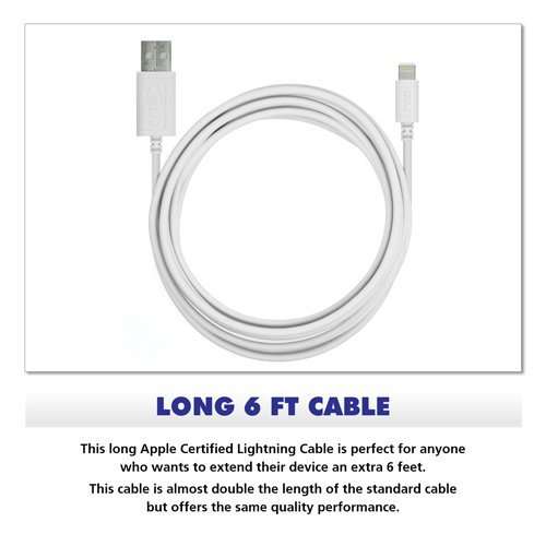 RND Apple Certified Lightning USB 6ft Cable (3-Pack) for iPhone (Xs, XS Max, XR, X, 8, 8 Plus, 7, 7 Plus, 6, 6 Plus, 6S, 6S Plus) iPad (Pro, Air, Mini) and iPod (6 feet/White) 6