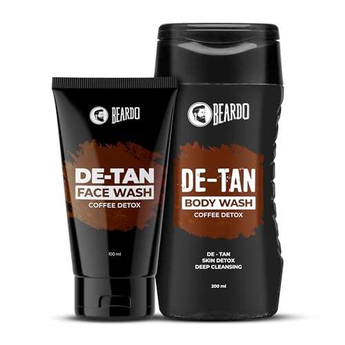 Beardo Detan Combo For Men (Set of 2) | Detan Body Wash & Detan Face Wash with Powerful Coffee Extract for Tan Removal | Hydrates & Exfoliates Men's Skin for Oil Control 1